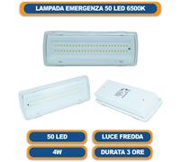 Lampada Di EMERGENZA A LED Parete Ricaricabile Da Incasso SLIM Luce Fredda 50 4W