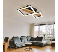 Lampada di Legno Casa Campagna Luce Soffitto Metallo Quadrati Nero LED [EEK: Non valutato]