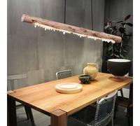 Lampada di Legno Pendente Casa Campagna Cristalli Trasparente Nero LED H 150cm [EEK: F]