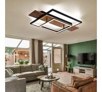 Lampada di Legno Plafoniera Soggiorno Casa di Campagna 3 Livelli Metallo Nero