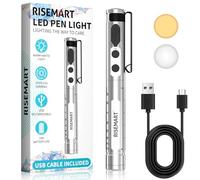 Lampada diagnostica, ricaricabile a LED per pupille con cavo USB, bianco caldo/freddo e dimmerazione continua, lampada medica in alluminio portatile con clip (Sliber)