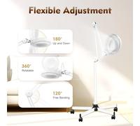 Lampada d'ingrandimento a LED 5X con luce e supporto per saloni di bellezza, saloni per unghie, ospedali Lente d'ingrandimento grande da 22 W BIANCO