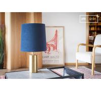 Lampada e paralume in velluto blu, stile scandinavo, 27x27x56 cm, design equilibrato e grafico degli anni '60