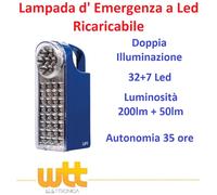Lampada luce bianca di emergenza portatile a led ricaricabile da campeggio pesca