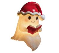 Lampada fantasma Glow Spirit, Lampada fantasma che legge un libro con cappello di Natale, luci da lettura fantasma, luce notturna fantasmi carina con luce di Natale, decorazione del camino, camera da