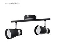 Lampada Faretto 2 Luci GU10 Nero Orientabile Parete e Soffitto 275mm