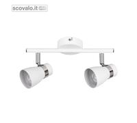 Lampada Faretto 2 Luci GU10 Orientabile Bianco Parete Soffitto 275mm