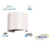 Lampada faretto a muro bianca rotonda doppia luce 6W IP65 apertura fascio regolabile