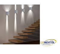 Lampada faretto a muro grigia rotonda doppia luce 6W IP65 apertura fascio regolabile