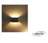 Lampada faretto a muro nera quadrata doppia luce 6W IP65 fascio regolabile