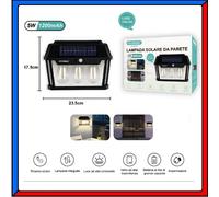 Lampada Faretto Luce LED da Esterno Giardino a Parete con Ricarica Solare