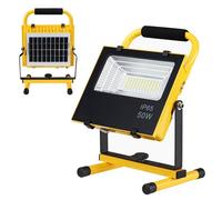 LAMPADA FARO LAVORO PORTATILE CON PANNELLO SOLARE 50W 504LM LUCE EMERGENZA SOS