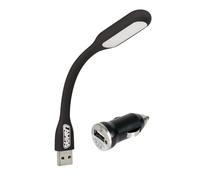 LAMPADA FLESSIBILE A LED COB LUC DA LETTURA AUTO CAMION 12/24V + CARICATORE USB