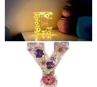 Lampada Floreale Notturna in Resina - Lettera Con Fiori Pressati e Luce LED - Personalizzata, Creativa per Casa, Festa, Natale, Matrimonio (Y)