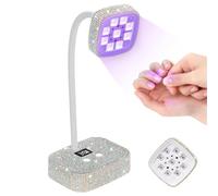Lampada for unghie ricaricabile a LED UV con strass argentati e sensore automatico, lampada da tavolo ad asciugatura rapida for