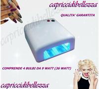 LAMPADA FORNETTO UV RICOSTRUZIONE UNGHIE 4 BULBI 36W CON TIMER - NAIL ART