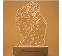 Lampada Fotografica Personalizzata Luce Notturna 3D Personalizzata con Testo Immagine Incisa, Anniversario Personalizzato Regali di Compleanno di Natale per Amanti di una Coppia di Famiglia Amici