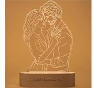 Lampada Fotografica Personalizzata Luce Notturna 3D Personalizzata con Testo Immagine Incisa, Anniversario Personalizzato Regali di Compleanno di Natale per Amanti di una Coppia di Famiglia Amici