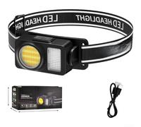 Lampada frontale a LED con sensore di movimento, ricaricabile, con funzione di spegnimento prolungato, per attività all'aperto come campeggio, escursionismo, corsa e pesca, Ip X4, impermeabile, angolo