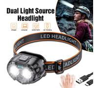 Lampada frontale a LED con sensore ricaricabile Lampada frontale di emergenza impermeabile per esterni Fari per pesca all'aperto Escursionismo in campeggio