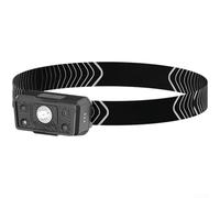 Lampada frontale a LED ricaricabile con batteria di ricarica di tipo C, 1200 mAh, per pesca notturna, tecnologia di rilevamento onde a infrarossi, 5 opzioni di luce, corpo del PC (nero)