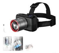 Lampada frontale a LED ricaricabile con display digitale e zoom regolabile per attività all'aria aperta da 800 mAh, batteria di tipo C di ricarica (D)