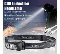 Lampada frontale a luce forte Lampada frontale con sensore LED portatile Torcia frontale ricaricabile USB-C Lanterna di emergenza per pesca da campeggio esterna