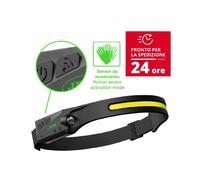 JBM Lampada frontale LED 54004 COB – Torcia da testa ricaricabile 1200 mAh con sensore di accensione