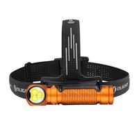 OLIGHT Perun 3 torcia elettrica da 3.000 lumen, 5 modalità, LED bianco e rosso, fascia elastica per testa (arancione)