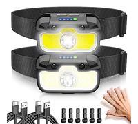 Lampada Frontale LED, 2000 Lumen Super Luminosa Torcia Frontale Ricaricabile con Sensore Movimento,14 Modalità di Illuminazione, Impermeabile Torcia da Testa per Corsa, Jogging, Pesca