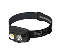 EMOS Lampada frontale a LED ricaricabile, 7 modalità di luce, bianco neutro e bianco caldo, rilevatore di movimento, 6,5 pezzi, durata luminosa, luminosità 500 lm, portata 130 m, LED + COB LED per