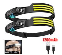 Lampada frontale LED COB ricaricabile USB sensore movimento per campeggio pesca