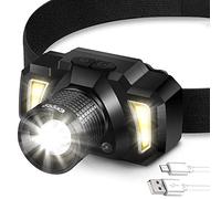 Lampada Frontale LED USB Ricaricabile 1500 mAh Zoom Telescopico, Torcia Frontale 6 Modalità Sensore Movimento, Luce Frontale IPX4 Impermeabile, Luce da Testa Ideale per Running, Trekking, Ciclismo