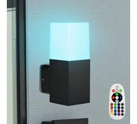 Lampada Frontale Parete Esterni Alluminio Nero RGB LED Dimmerabile Telecomando [EEK: F]