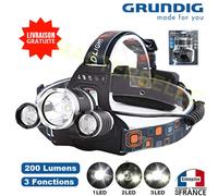 Lampada Frontale SMD LED Cree 3 Fascio T6 Ultra Potente Su Batterie R06 Grundig