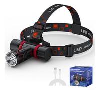Lampada frontale subacquea IPX8, torcia LED 2000LM, ricarica rapida di tipo C, angolo regolabile a 45°, 3 modalità per immersioni notturne, snorkeling,