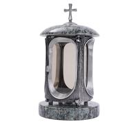 Lampada Funebre Verde Oliva Decorazione Funebre Luce Croce Granito Alluminio