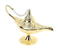 Lampada Genio di Aladino, Lampada magica della leggenda vintage di Aladino, Luce dei desideri intagliata in metallo per la decorazione da tavolo della festa nuziale domestica (Gold)
