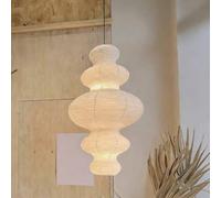 Lampada giapponese in carta di riso, paralume a lanterna con luce dimmerabile a 3 colori, illuminazione da soffitto per interni da 12W, lampada decorativa a sospensione per feste (45*83 cm)