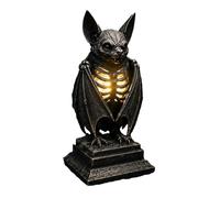 Lampada gotica con scheletro di corvo - Luce notturna a LED in resina vintage, ideale per Halloween e decorazioni da tavolo.