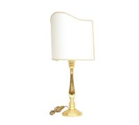 Lampada Piccola Da Tavolo Stelo Legno Oro - Paralume Vela Ventola Avorio 40 CM