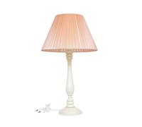 LAMPADA GRANDE DA TAVOLO LUME STELO IN LEGNO PARALUME ORGANZA COL AVORIO H 53 CM