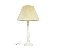 LAMPADA GRANDE DA TAVOLO LUME STELO IN LEGNO PARALUME ORGANZA COL AVORIO H 53 CM