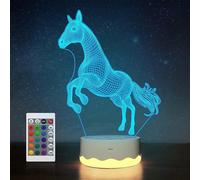 Lampada illusione 3D a forma di cavallo, luce notturna a forma di cavallo con telecomando, timer e l