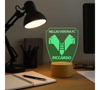 Lampada in Plexiglass con Base Nera Disegno Stemma del Verona Calcio e Nome Personalizzato Decor Night Light LED Luce Camera 7 Colori