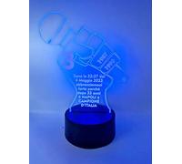 Lampada in Plexiglass con Base Nera Frase Speaker Napoli Decibel Bellini "Sono le 23:57 del 4 Magggio 2023 Abbracciamoci forte perchè dopo 33 anni il Napoli è campione d'Italia" Luce Camera 7 Colori
