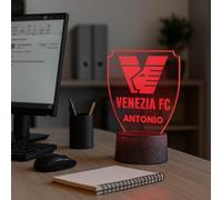 Lampada in Plexiglass con Base Nera Logo Venezia Calcio e Nome Personalizzato Decor Night Light LED Luce Camera 7 Colori