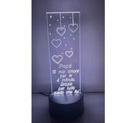 LAMPADA IN PLEXIGLASS REGALO FESTA DEL PAPA' AMORE PERSONALIZZATA LUCE LED RGB