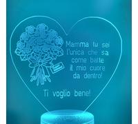 LAMPADA IN PLEXIGLASS REGALO FESTA DONNA MAMMA AMORE PERSONALIZZATA LUCE LED RGB