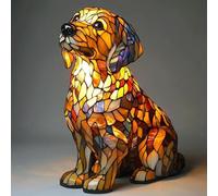 Lampada in vetro colorato per gatti/cani, in resina colorata retrò, da tavolo, lampada da tavolo a LED a tema animali domestici, serie animali, regalo per gli amanti degli animali (Golden Retriever)